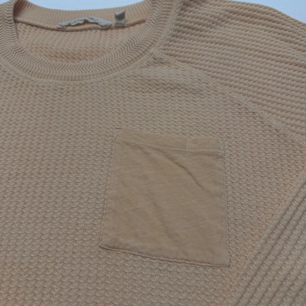 Soft Surroundings Womens Top Large Waffle Knit Tunic Pocket Apricot Long Sleeve - Picture 7 of 8